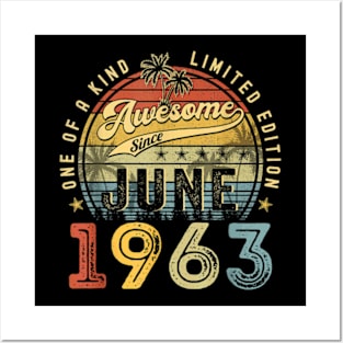 Awesome Since June 1963 Vintage 60th Birthday Party Retro Posters and Art